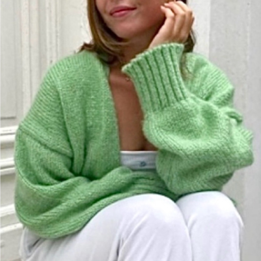 Zara Kelly Green Women's Open Cropped Cardigan Wool Alpaca size S